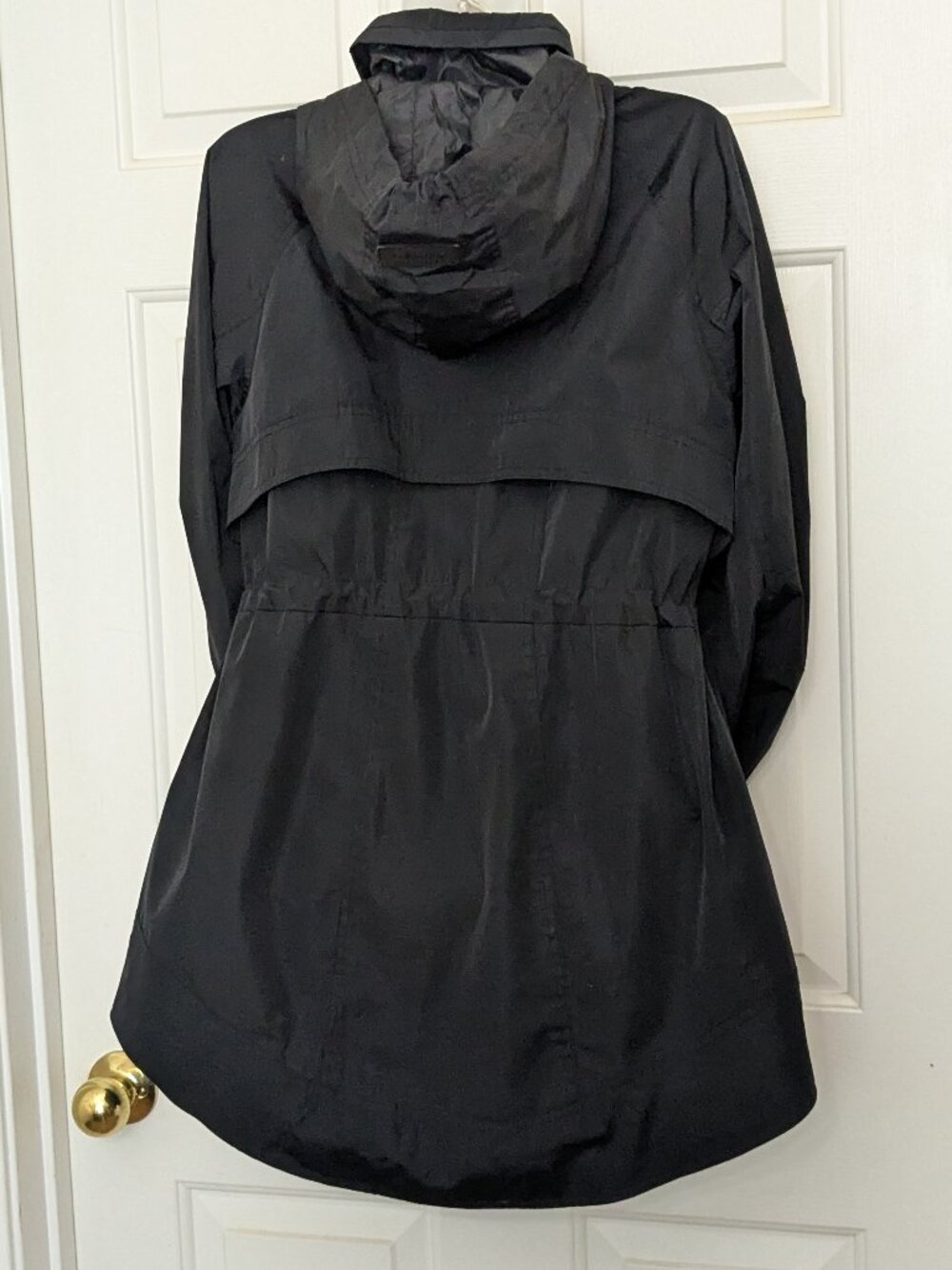 Calvin Klein Women’s Rain Jacket Size Small Black Zip Button Hooded - Picture 7 of 12